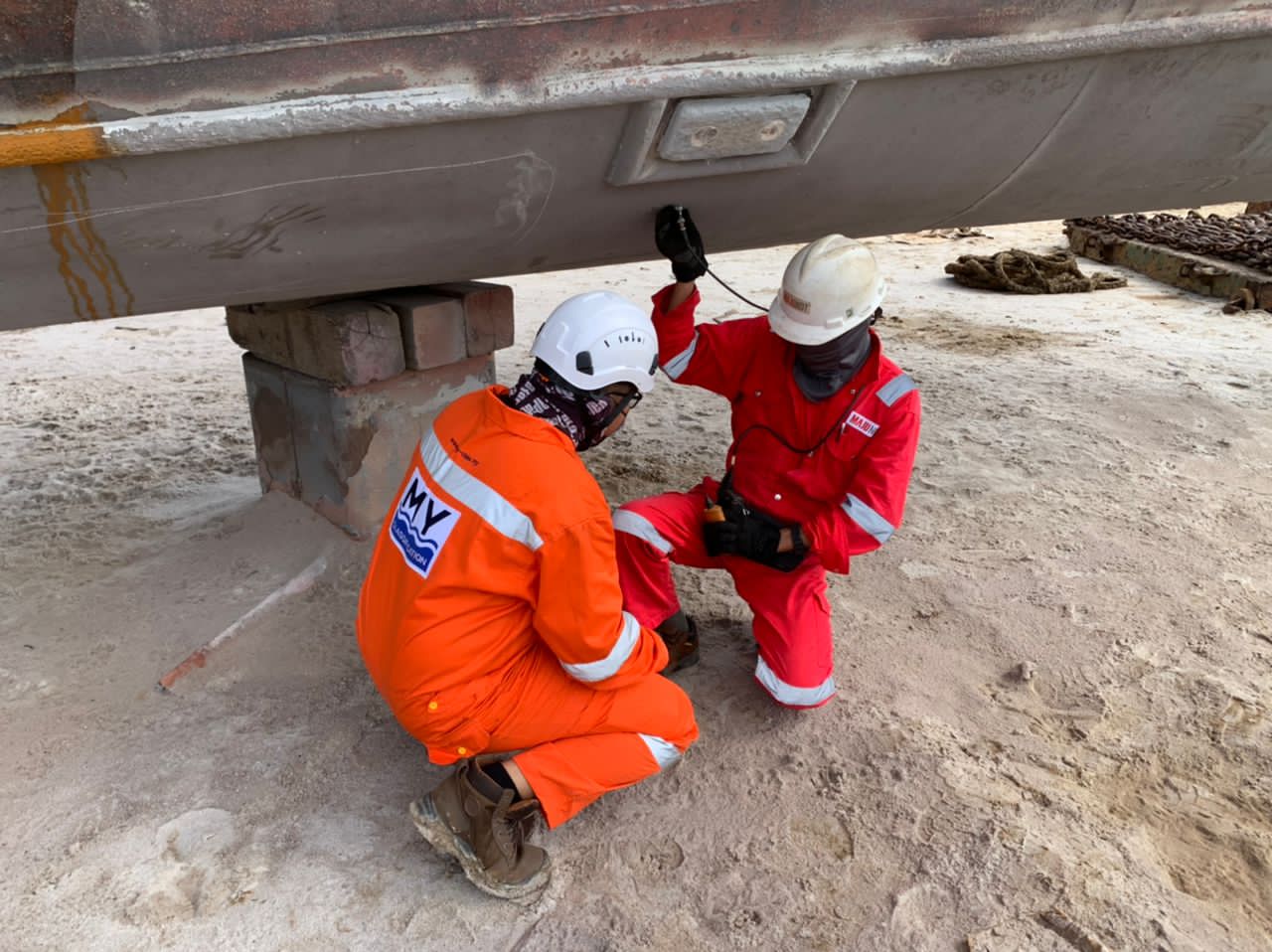 MY Classification surveyor at work onboard a vessel